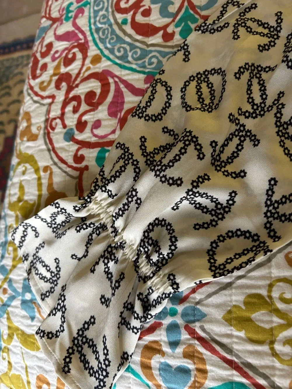 CHANEL Cream and Black CC Print Long Sleeve Top - Picture 14 of 14